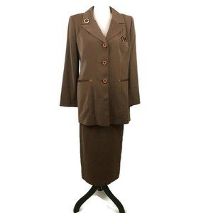 Night Studio NY Skirt Suit Size 12 Brown NWOT